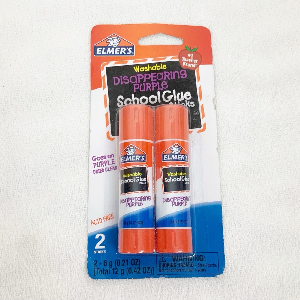 Elmers Washable Disappearing Purple School Glue Sticks 2 Pack 0.21 Oz